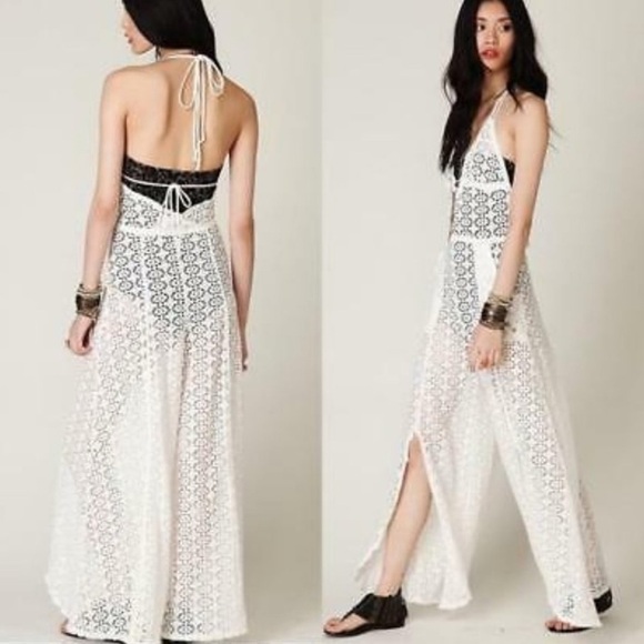 Free People Other - FREE PEOPLE Beach light crochet beige coverup jumpsuit, size M